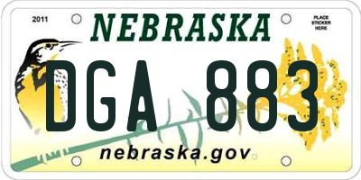 NE license plate DGA883