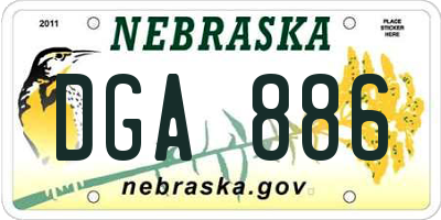 NE license plate DGA886