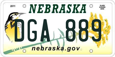 NE license plate DGA889