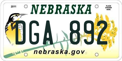 NE license plate DGA892
