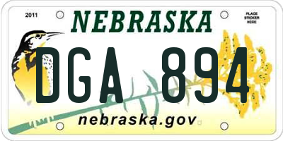 NE license plate DGA894