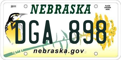 NE license plate DGA898