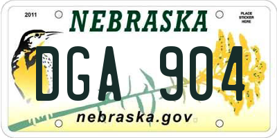 NE license plate DGA904