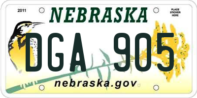 NE license plate DGA905
