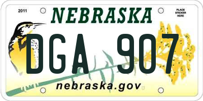 NE license plate DGA907