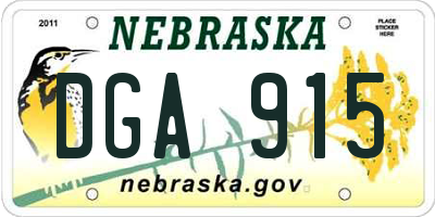 NE license plate DGA915