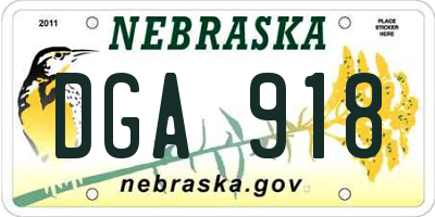 NE license plate DGA918