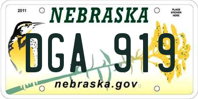 NE license plate DGA919