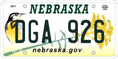 NE license plate DGA926