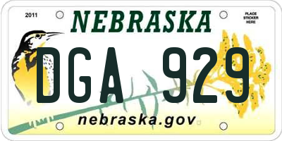 NE license plate DGA929