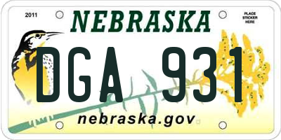 NE license plate DGA931