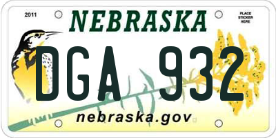 NE license plate DGA932