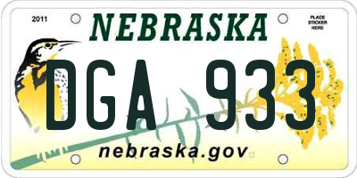 NE license plate DGA933