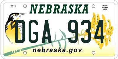 NE license plate DGA934