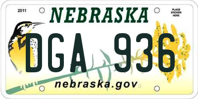 NE license plate DGA936