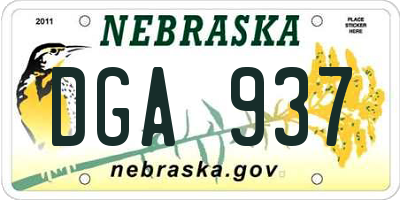 NE license plate DGA937