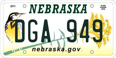 NE license plate DGA949