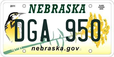 NE license plate DGA950