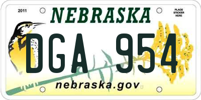 NE license plate DGA954