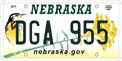 NE license plate DGA955