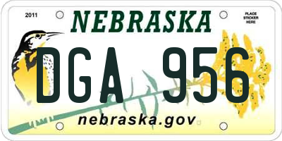 NE license plate DGA956
