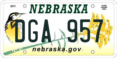NE license plate DGA957