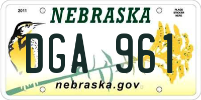 NE license plate DGA961