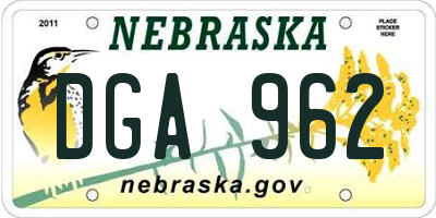 NE license plate DGA962