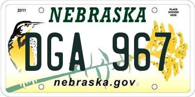 NE license plate DGA967