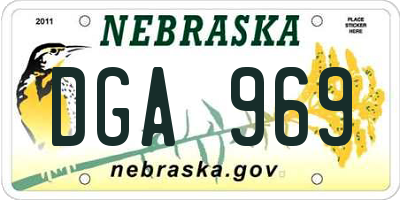 NE license plate DGA969