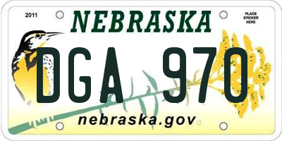 NE license plate DGA970