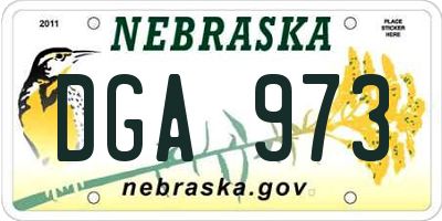 NE license plate DGA973