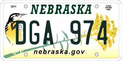 NE license plate DGA974