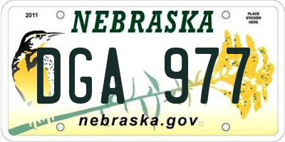 NE license plate DGA977