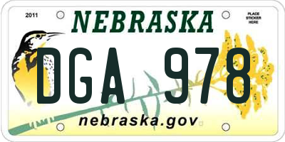 NE license plate DGA978
