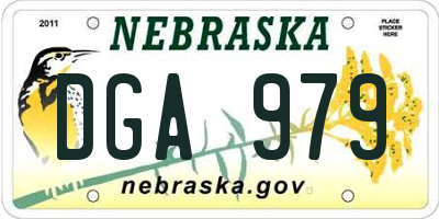 NE license plate DGA979