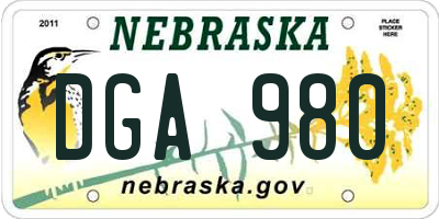 NE license plate DGA980