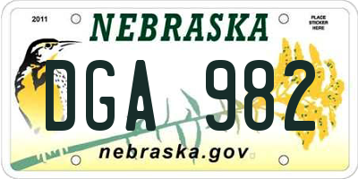 NE license plate DGA982