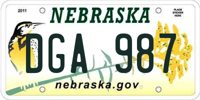 NE license plate DGA987