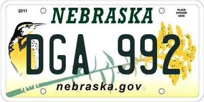 NE license plate DGA992