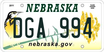 NE license plate DGA994