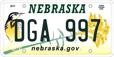 NE license plate DGA997