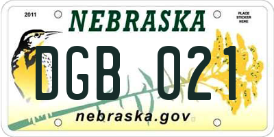NE license plate DGB021