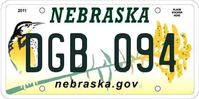 NE license plate DGB094