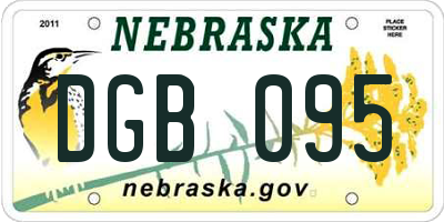NE license plate DGB095