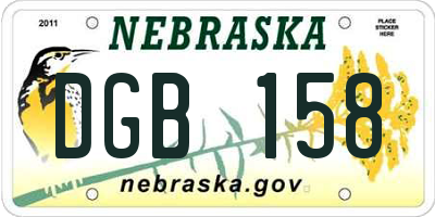 NE license plate DGB158