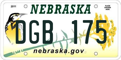 NE license plate DGB175
