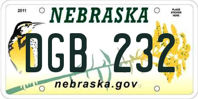 NE license plate DGB232