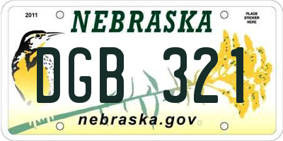 NE license plate DGB321