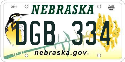 NE license plate DGB334